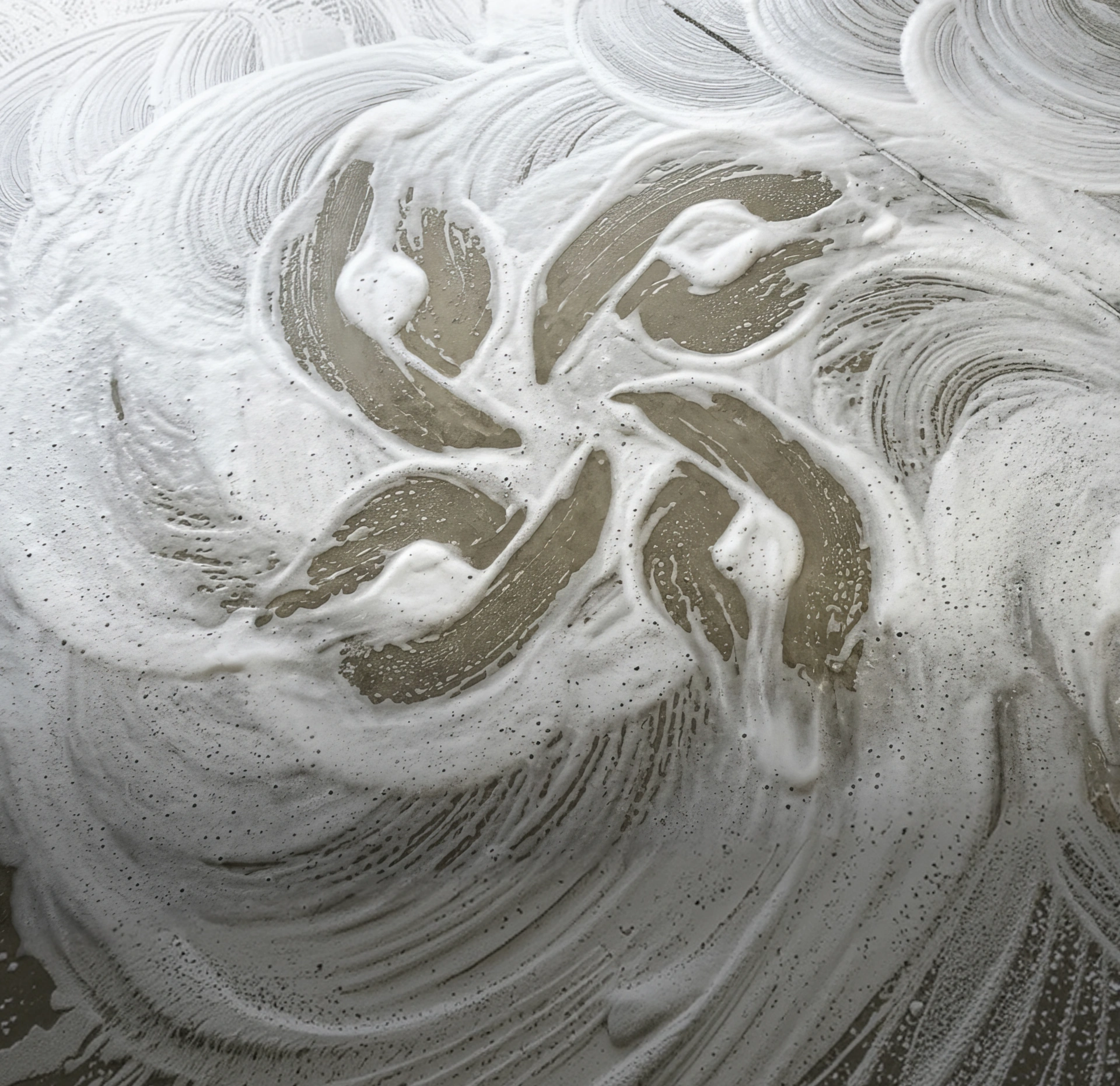 Simbolo del Gruppo Pulidream, impresa di pulizie, disegnato nella schiuma detergente