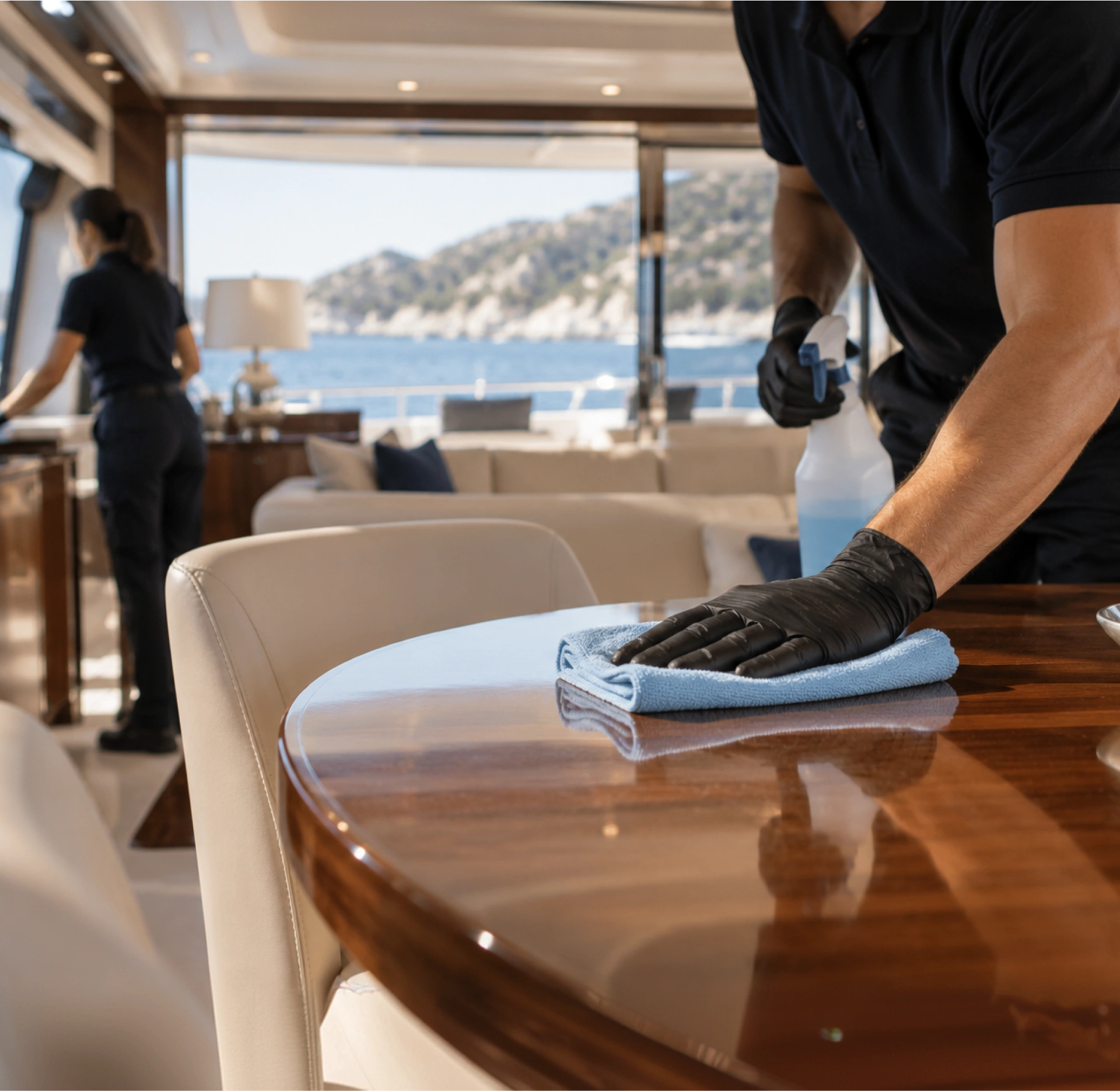 Pulizia imbarcazioni: pulizia degli interni di uno yacht