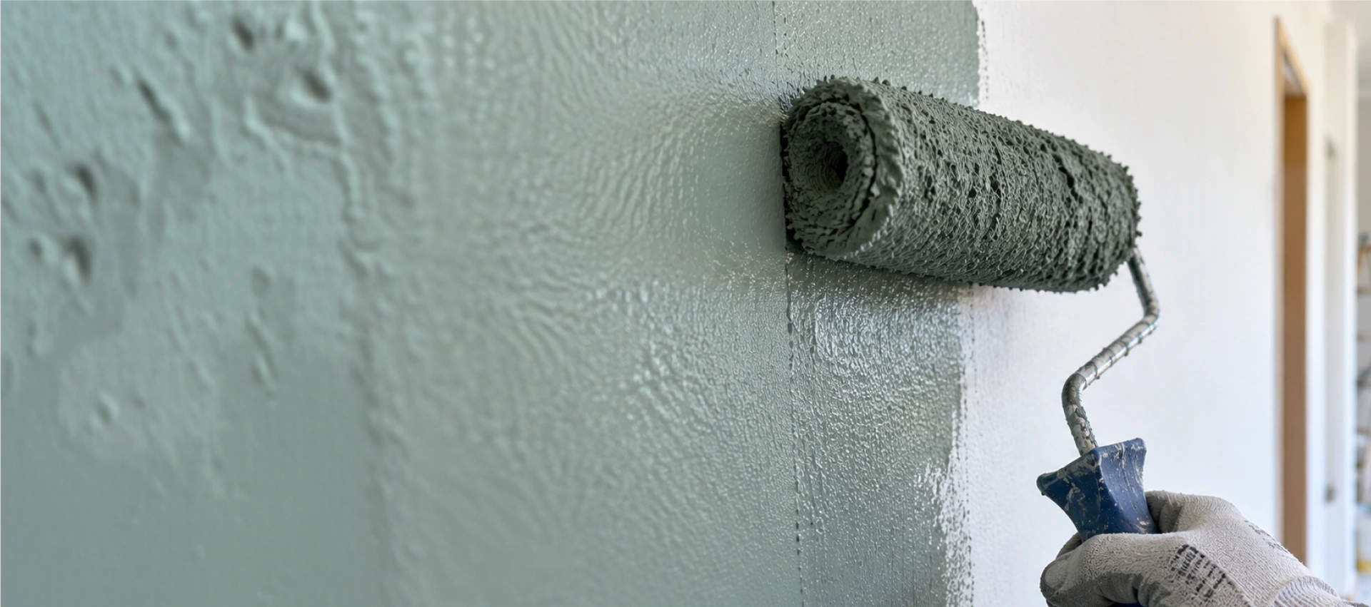 Tinteggiatura industriale: pittura di una parete con rullo